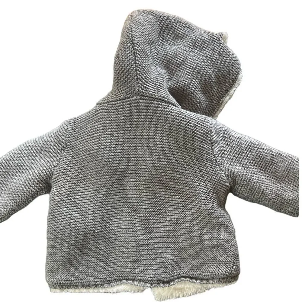 Carter's Baby 9m‎ Bear Grey Knit Lined Sweater Jacket
